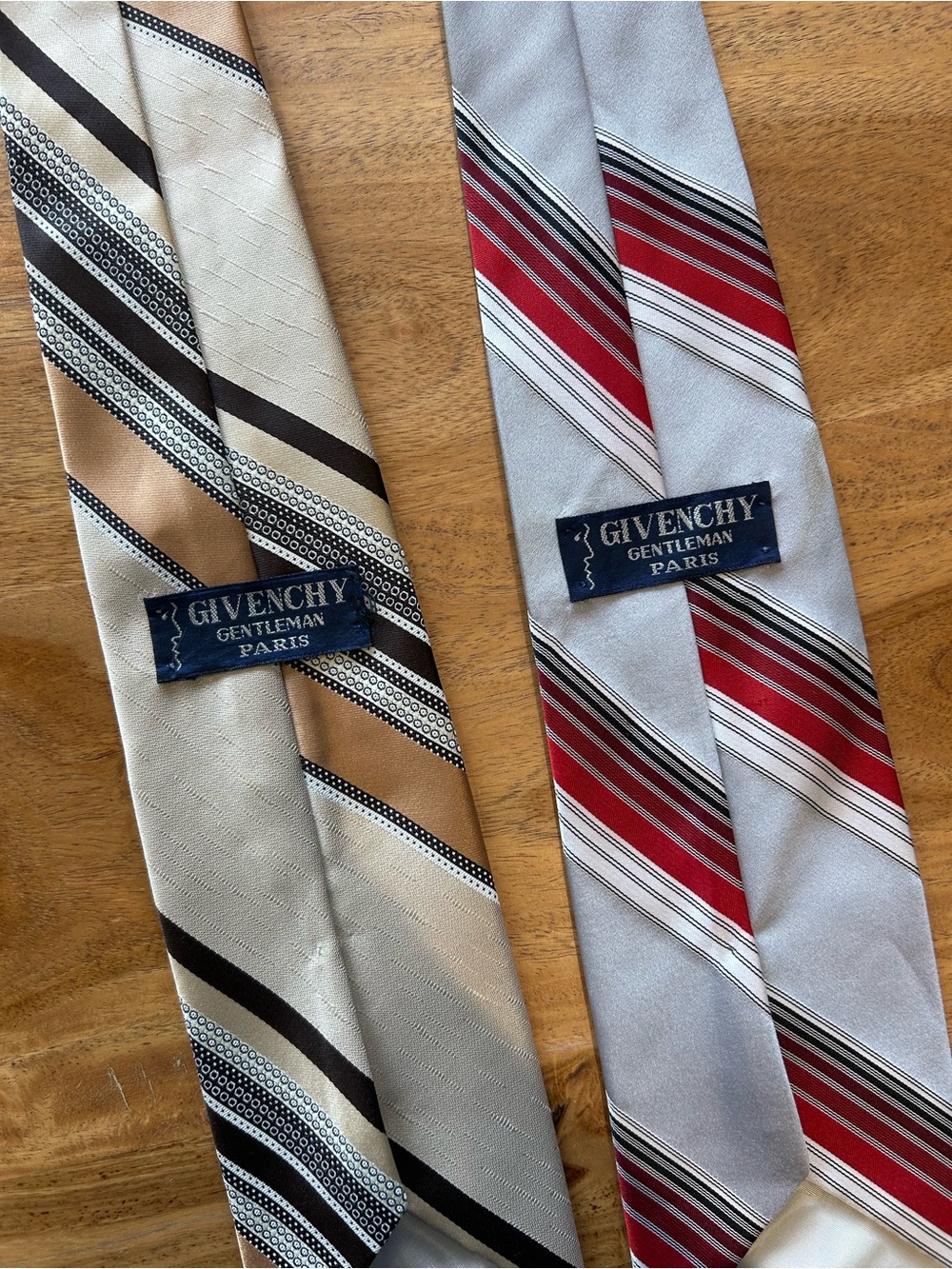 2 Givenchy Gentleman Paris Silk Stripe Tie — Red & Gold Options